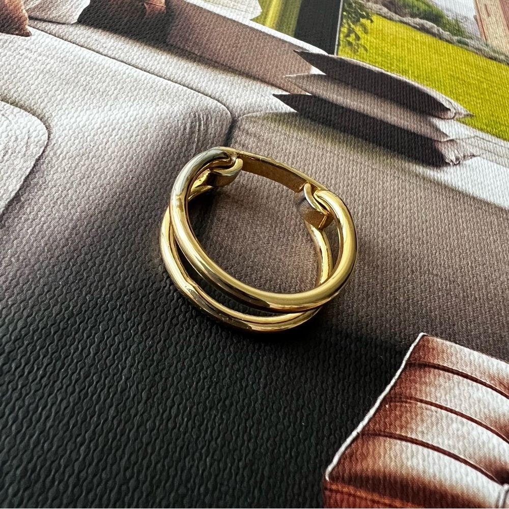 ALL SAINTS Double Band Gold Ring